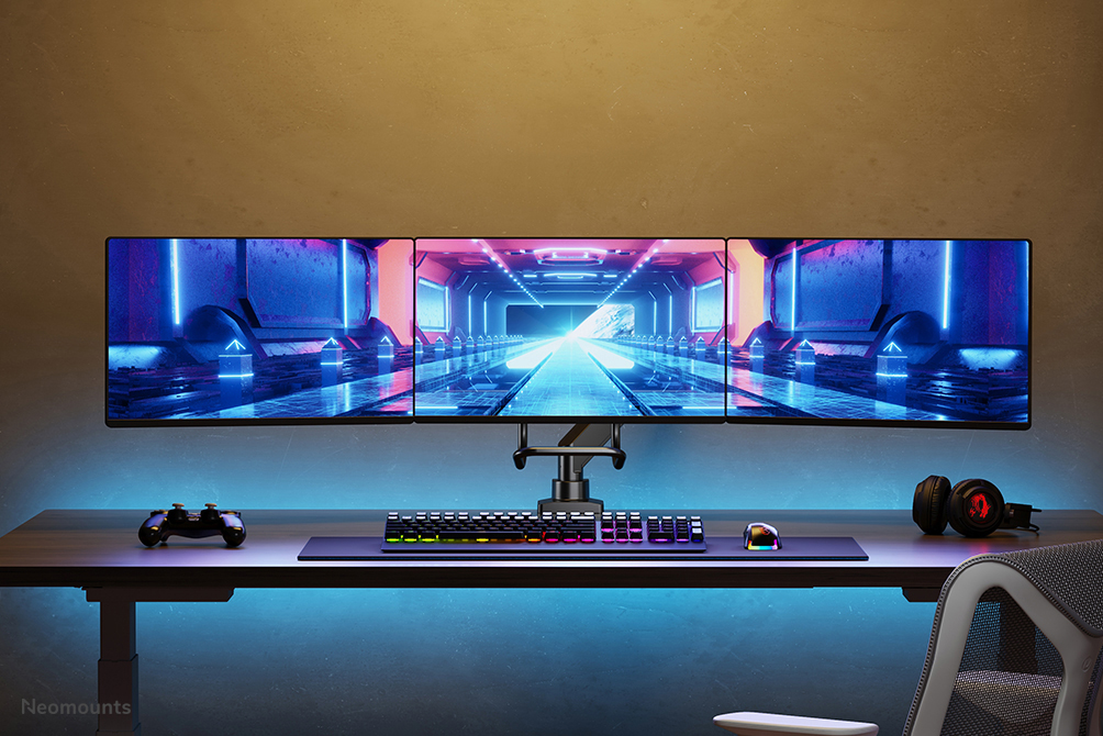 Neomounts NM-D775DX3BLACK Braccio per monitor 17-27" - molla a gas - Topfix - 180°-stop